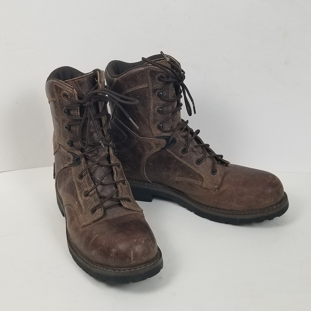 Justin Work‎ Boots Mens 9D Brown WK679 Steel Toe EH Leather Lace Up Safety Shoes